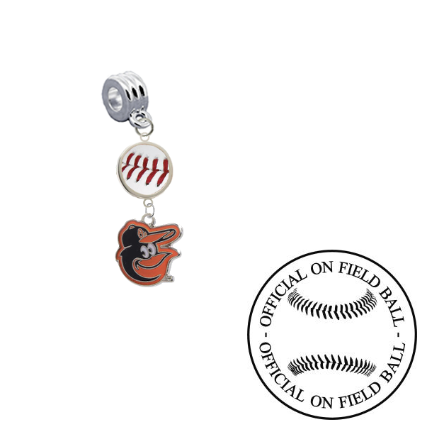 Baltimore Orioles Mascot On Field Baseball Universal European Bracelet Charm (Pandora Compatible)