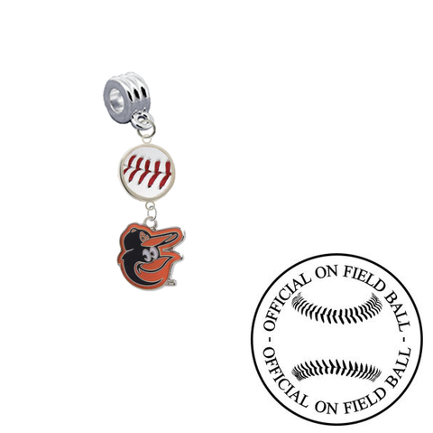 Baltimore Orioles Mascot On Field Baseball Universal European Bracelet Charm (Pandora Compatible)