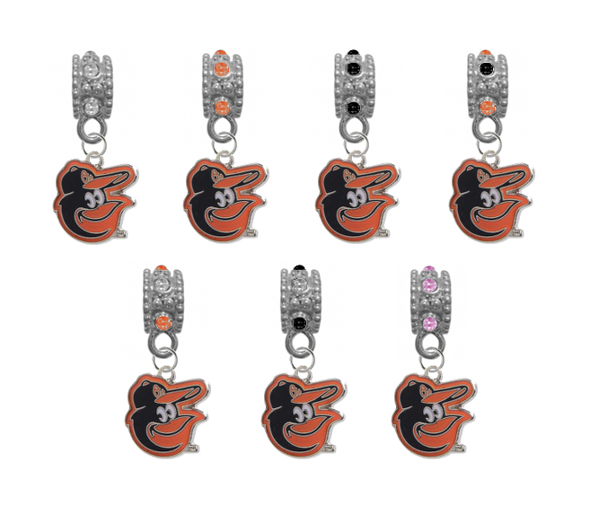 Baltimore Orioles Mascot MLB Baseball Crystal Rhinestone European Bracelet Charm