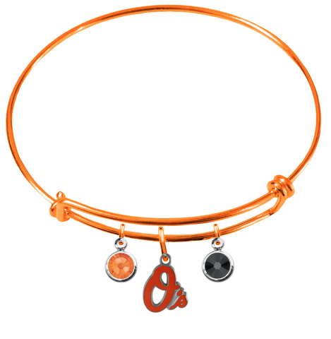 Baltimore Orioles Orange MLB Expandable Wire Bangle Charm Bracelet