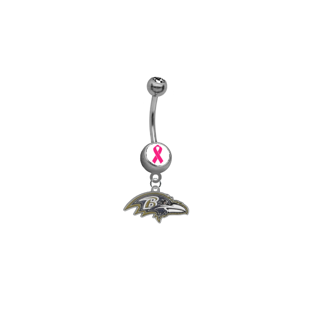 Baltimore Ravens Breast Cancer Awareness NFL Football Belly Button Navel Ring