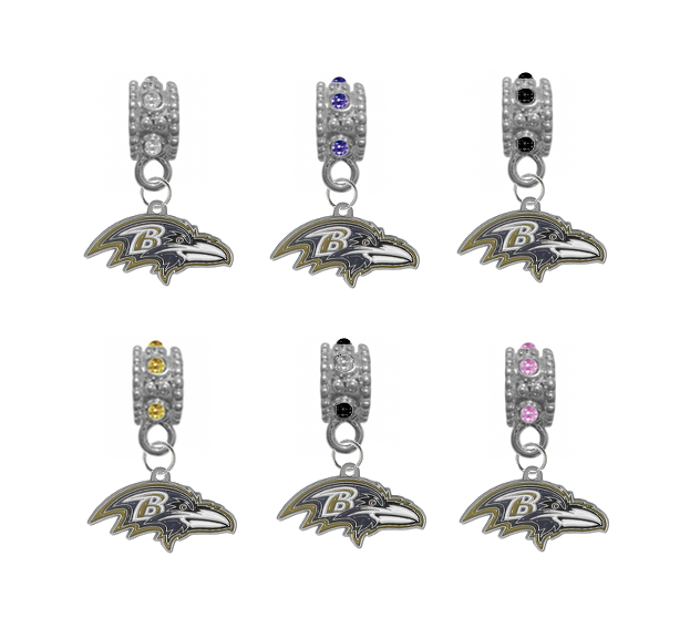 Baltimore Ravens NFL Football Crystal Rhinestone European Bracelet Charm