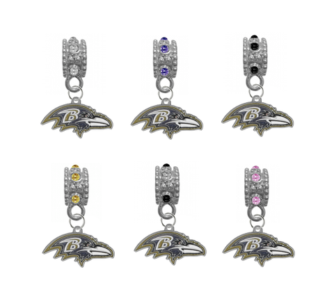 Baltimore Ravens NFL Football Crystal Rhinestone European Bracelet Charm