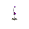 Baltimore Ravens Silver Purple Swarovski Belly Button Navel Ring - Customize Gem Colors