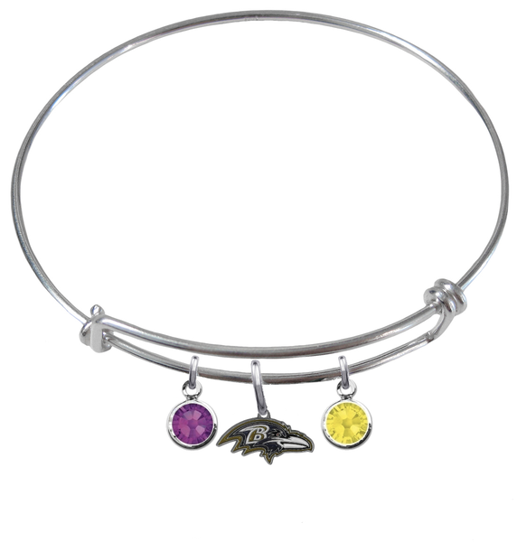 Baltimore Ravens NFL Expandable Wire Bangle Charm Bracelet