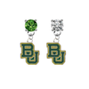 Baylor Bears GREEN & CLEAR Swarovski Crystal Stud Rhinestone Earrings