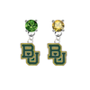 Baylor Bears GREEN & GOLD Swarovski Crystal Stud Rhinestone Earrings