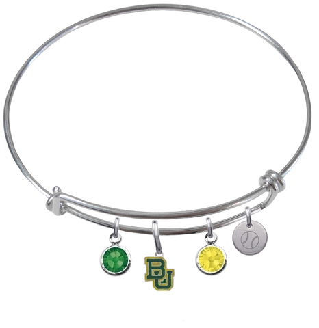 Baylor Bears Baseball Expandable Wire Bangle Charm Bracelet