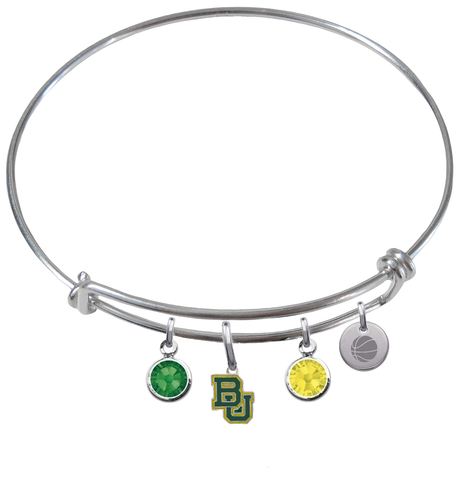 Baylor Bears Basketball Expandable Wire Bangle Charm Bracelet