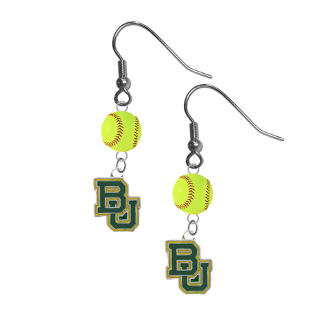 Baylor Bears NCAA Fastpitch Softball Dangle Earrings
