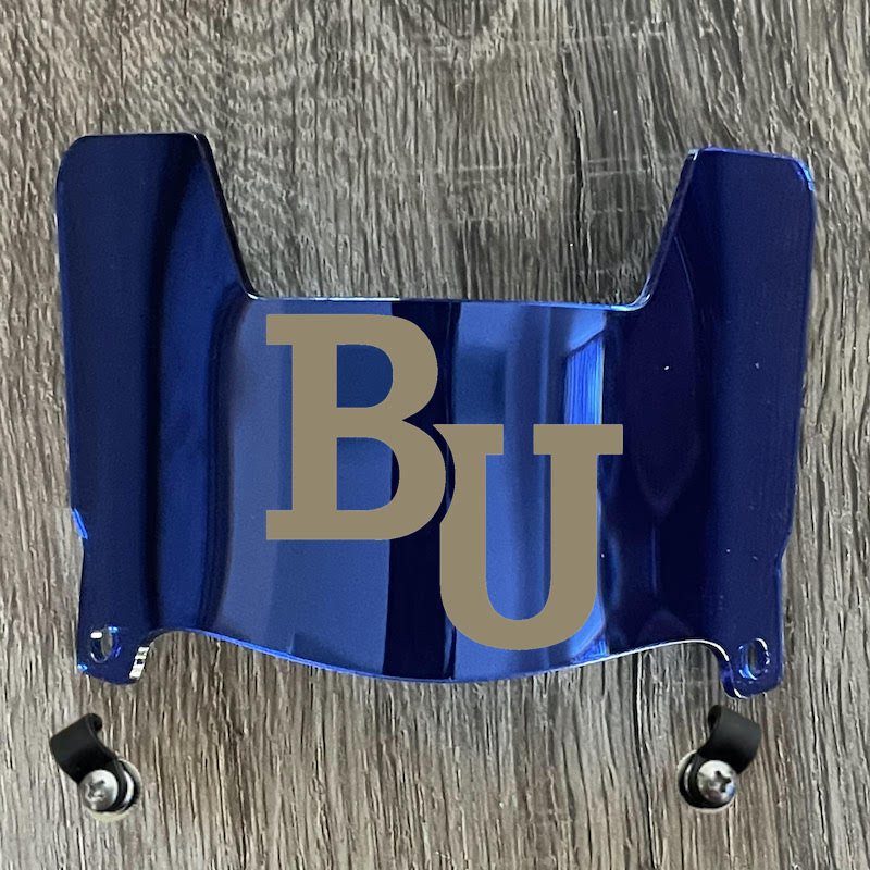 Bethal Royals Mini Football Helmet Visor Shield Blue Chrome Mirror w/ Clips