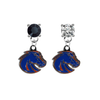 Boise State Broncos 2 BLACK & CLEAR Swarovski Crystal Stud Rhinestone Earrings