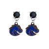 Boise State Broncos 2 BLACK Swarovski Crystal Stud Rhinestone Earrings