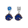 Boise State Broncos 2 BLUE & CLEAR Swarovski Crystal Stud Rhinestone Earrings