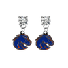 Boise State Broncos 2 CLEAR Swarovski Crystal Stud Rhinestone Earrings