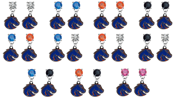 Boise State Broncos 2 NCAA Swarovski Crystal Stud Rhinestone Earrings