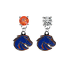 Boise State Broncos 2 ORANGE & CLEAR Swarovski Crystal Stud Rhinestone Earrings