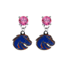 Boise State Broncos 2 PINK Swarovski Crystal Stud Rhinestone Earrings