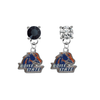 Boise State Broncos BLACK & CLEAR Swarovski Crystal Stud Rhinestone Earrings