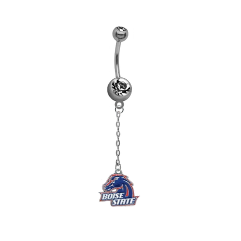 Boise State Broncos Dangle Chain Belly Button Navel Ring