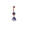 Boise State Broncos ORANGE w/ BLUE GEM College Belly Button Navel Ring