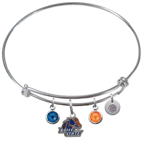 Boise State Broncos Basketball Expandable Wire Bangle Charm Bracelet