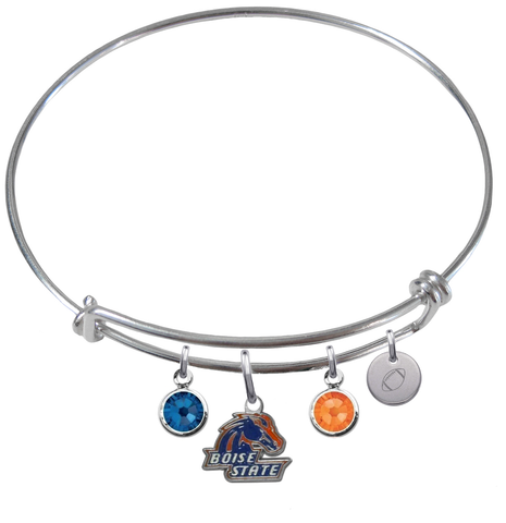 Boise State Broncos Football Expandable Wire Bangle Charm Bracelet