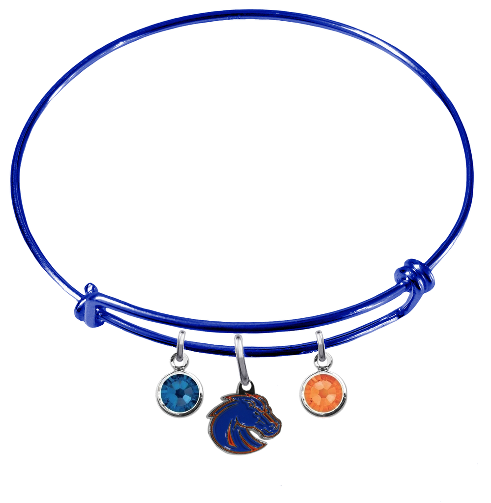 Boise State Broncos Style 2 Blue Expandable Wire Bangle Charm Bracelet
