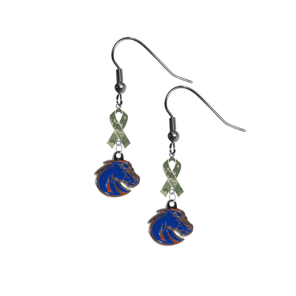 Boise State Broncos Style 2 Salute to Service Camouflage Camo Ribbon Dangle Earrings