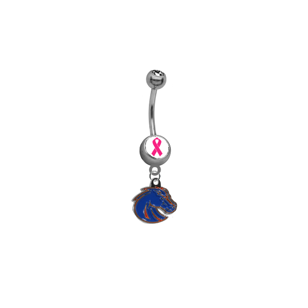 Boise State Broncos Style 2 Breast Cancer Awareness Belly Button Navel Ring