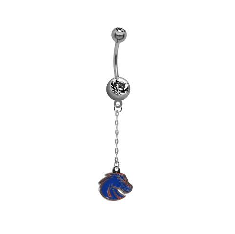 Boise State Broncos Style 2 Dangle Chain Belly Button Navel Ring