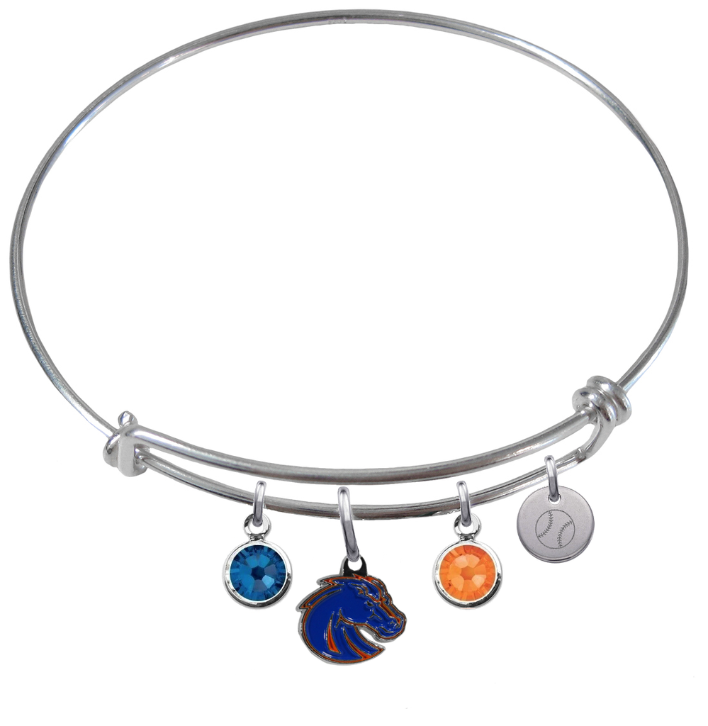 Boise State Broncos Style 2 Softball Expandable Wire Bangle Charm Bracelet