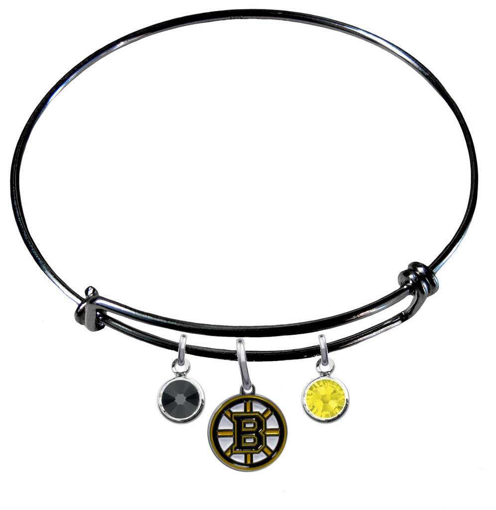Boston Bruins Color Edition BLACK Expandable Wire Bangle Charm Bracelet