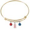 Boston Red Sox B Logo gold MLB Expandable Wire Bangle Charm Bracelet