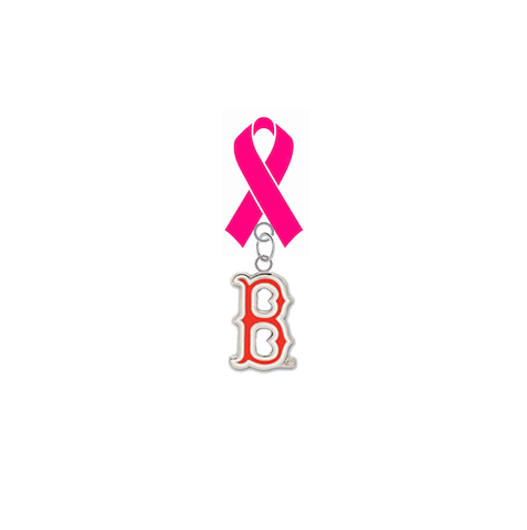 Boston Red Sox B Logo MLB Breast Cancer Awareness / Mothers Day Pink Ribbon Lapel Pin