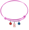 Boston Red Sox B Logo Pink MLB Expandable Wire Bangle Charm Bracelet