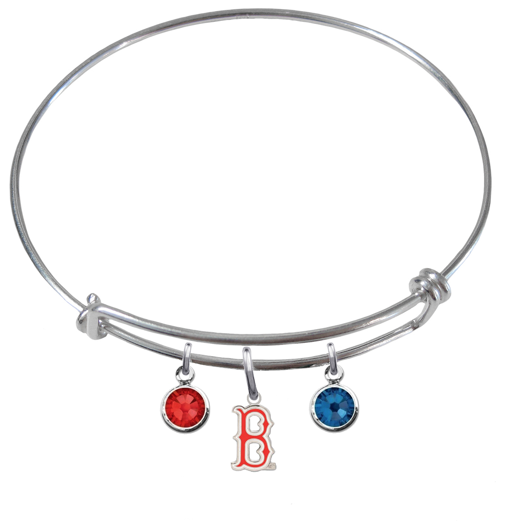Boston Red Sox B Logo MLB Expandable Wire Bangle Charm Bracelet