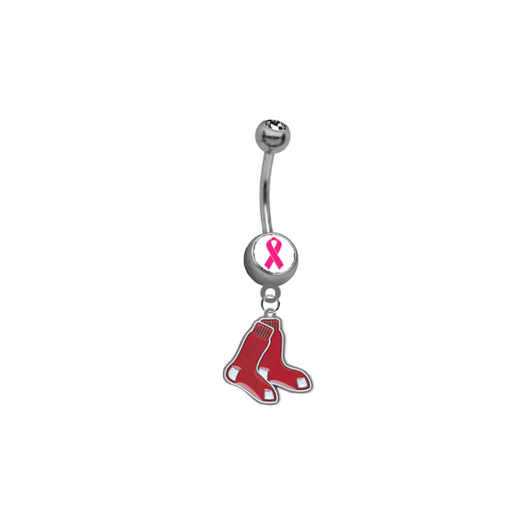Boston Red Sox Breast Cancer Awareness Belly Button Navel Ring