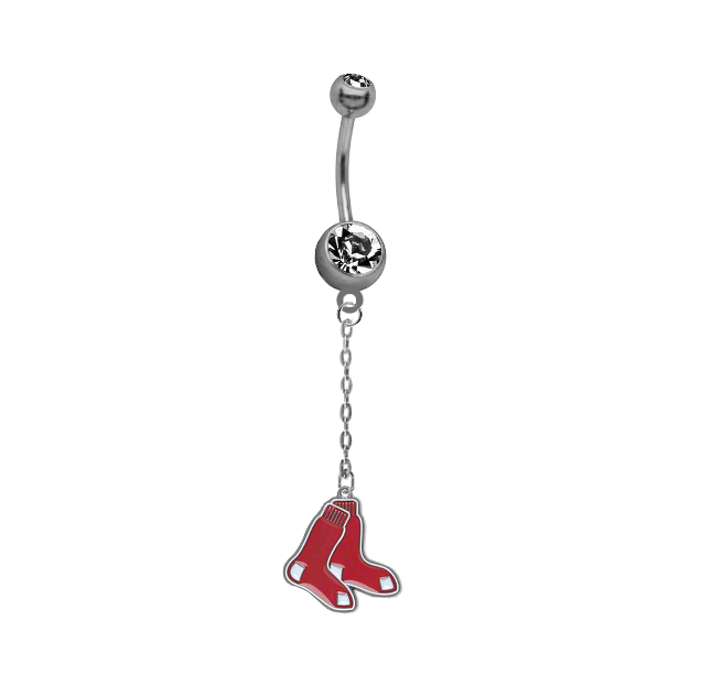 Boston Red Sox Dangle Chain Belly Button Navel Ring