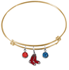 Boston Red Sox Gold MLB Expandable Wire Bangle Charm Bracelet