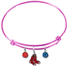 Boston Red Sox Pink MLB Expandable Wire Bangle Charm Bracelet