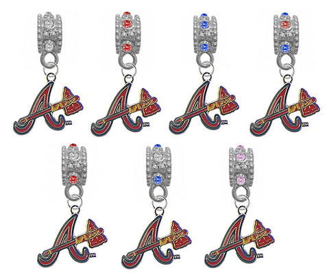 Atlanta Braves 2 MLB Baseball Crystal Rhinestone European Bracelet Charm