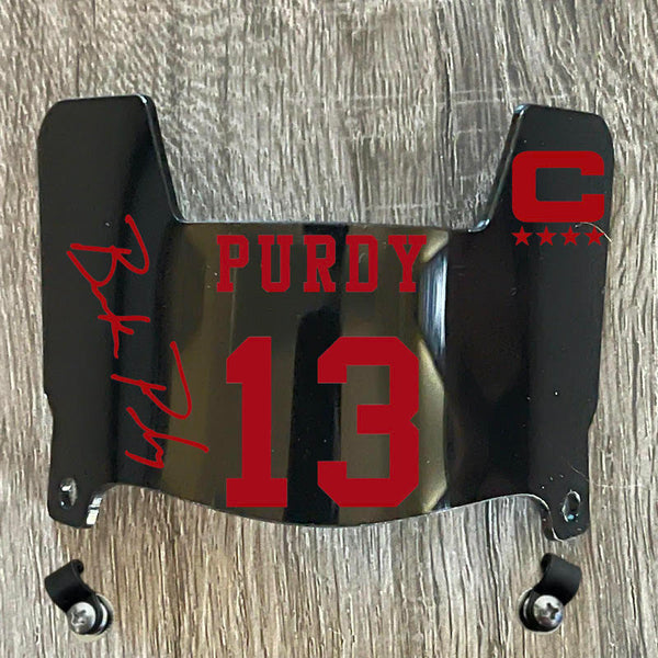 San Francisco 49ers Brock Purdy Mini Football Helmet Visor Shield Black Dark Tint w/ Clips