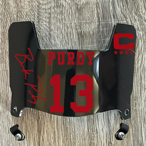 San Francisco 49ers Brock Purdy Mini Football Helmet Visor Shield Black Dark Tint w/ Clips