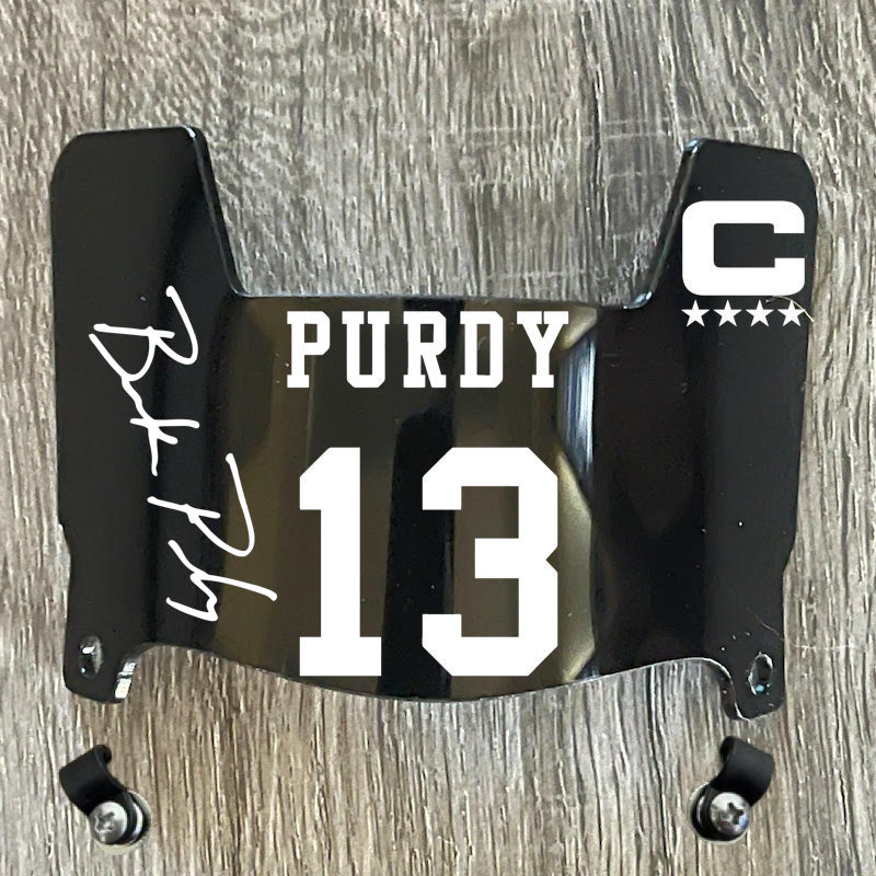 San Francisco 49ers Brock Purdy Mini Football Helmet Visor Shield Black Dark Tint w/ Clips