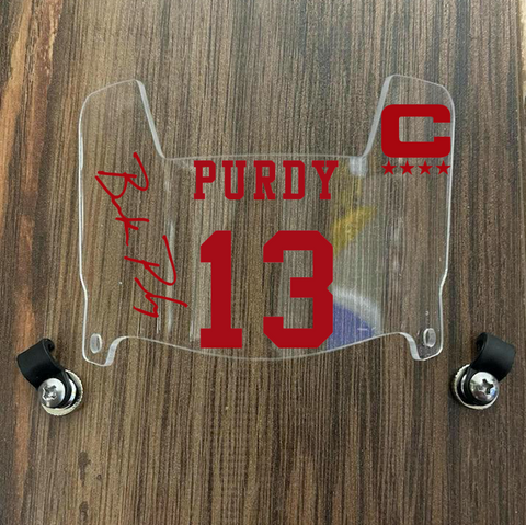 San Francisco 49ers Brock Purdy Mini Football Helmet Visor Shield Clear w/ Clips