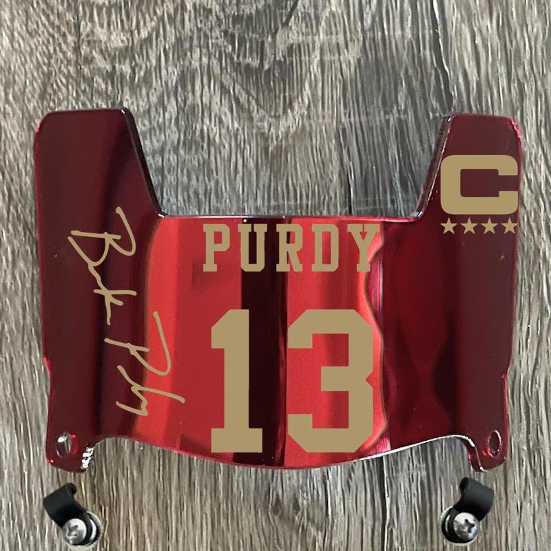 San Francisco 49ers Brock Purdy Mini Football Helmet Visor Shield Red Chrome Mirror w/ Clips