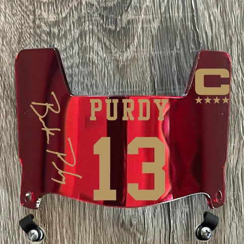 San Francisco 49ers Brock Purdy Mini Football Helmet Visor Shield Red Chrome Mirror w/ Clips