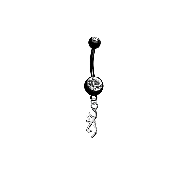 Browning Buckmark Black Titanium Anodized Belly Button Navel Ring