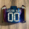Buffalo Bills Custom Name & Number Full Size Football Helmet Visor Shield Blue Iridium Mirror w/ Clips - MONEY PRINT